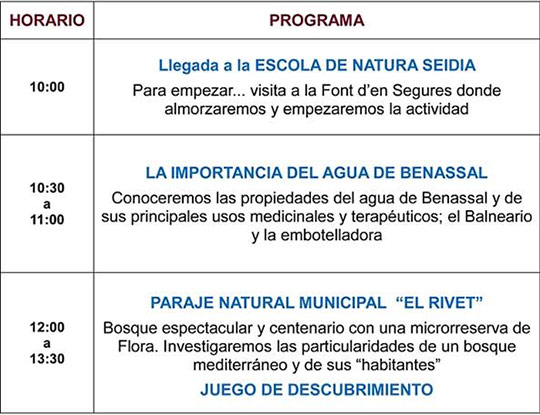 VIVE LA NATURALEZA EN la colonia SEIDIA de la fundación caja castellón