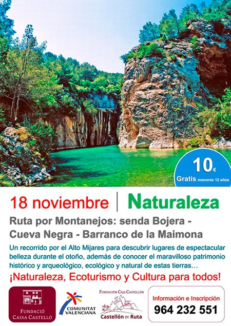 Montanejos: senda Bojera, Cueva Negra y Barranco de la Maimona