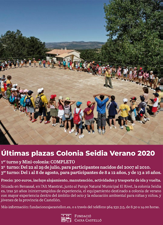 Últimas plazas colonia Seidia, verano 2020