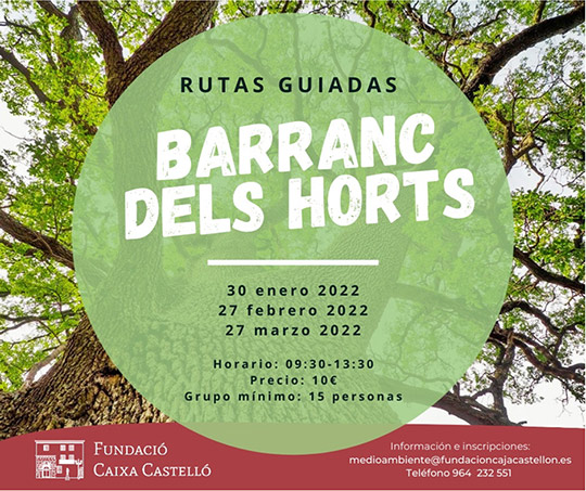 Rutas guiadas al Barranc dels Horts de la Fundació Caixa Castelló Rutas guiadas al Barranc dels Horts de la Fundació Caixa Castelló