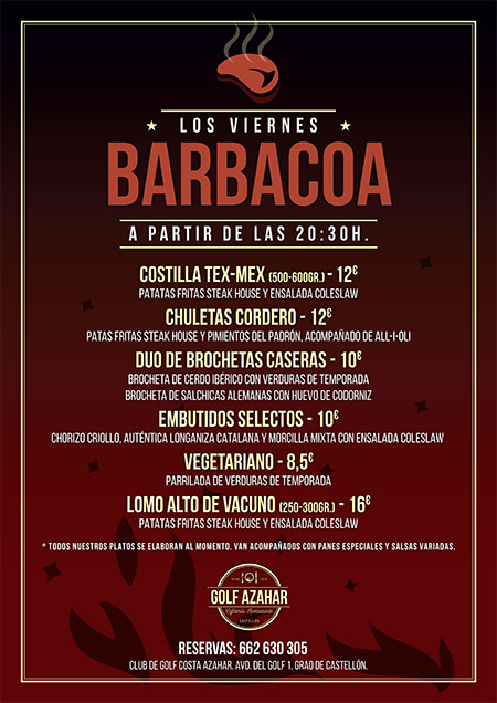 Degusta una auténtica barbacoa en la terraza de la cafetería Golf Azahar Degusta una auténtica barbacoa en la terraza de la cafetería Golf Azahar
