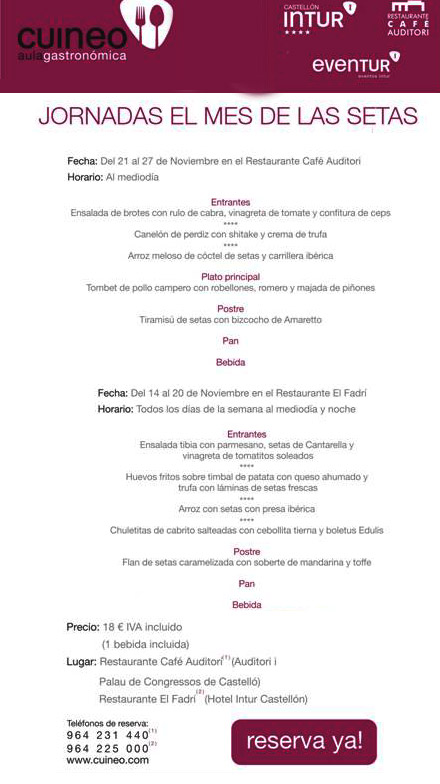 Jornadas el Mes de las Setas, Castellón Jornadas el Mes de las Setas, Castellón