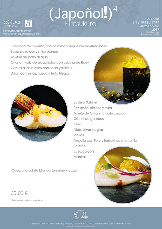 Menú Japoñol en aQua Restaurant en Castellón