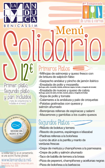 Menú solidario en La Manduca