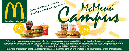 Ofertas especiales en los restaurantes de McDonald´s de la provincia de Castellón