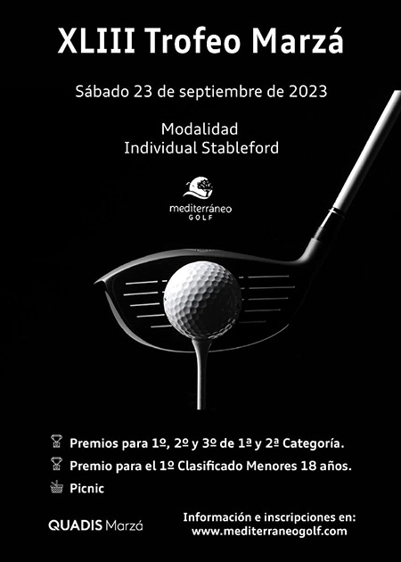 Abierta inscripción XLIII TROFEO MARZA, sábado 23 septiembre en Mediterráneo Golf