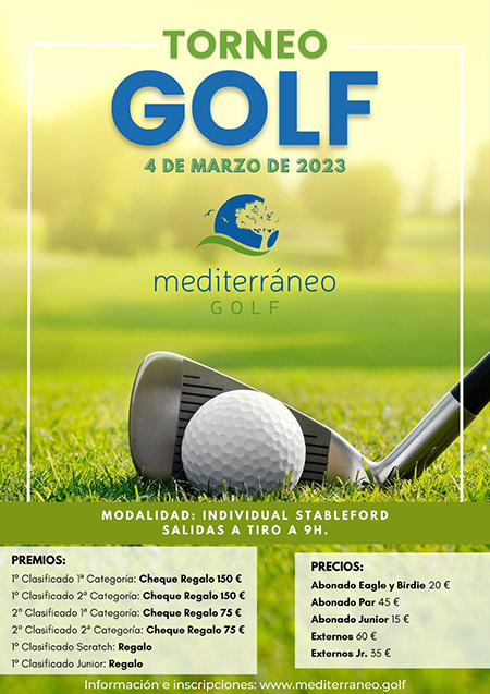 Abierta la inscripción al torneo Mediterráneo Golf del 4 de marzo 2023