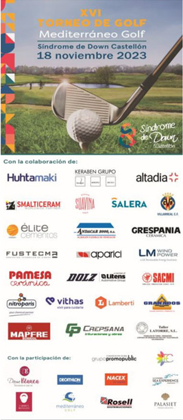 Abierta inscripción XVI Torneo Golf SINDROME DOWN Castellón, sábado 18 noviembre