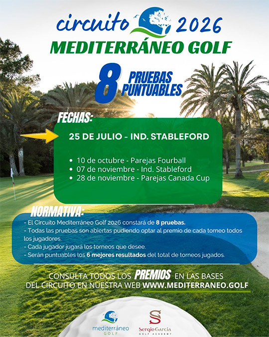 Circuito de Golf Mediterráneo 2026. Inscripciones abiertas para la 5.ª prueba