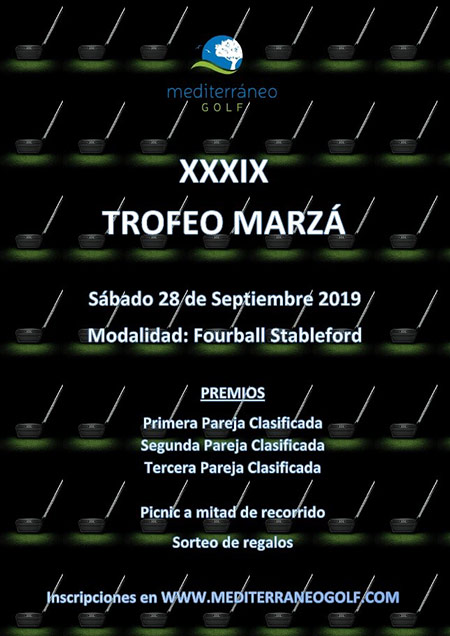 XXIX Trofeo Marzá – Mediterráneo Golf, el sábado 28 de septiembre