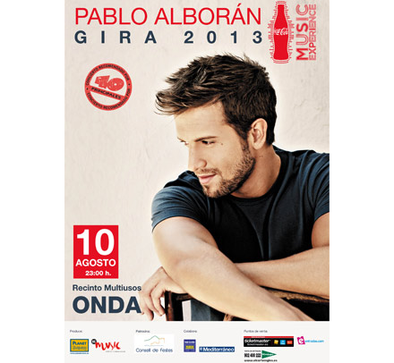 Pablo Alborán actuará en Onda el 10 de Agosto, dentro de su gira Tanto 2013 Pablo Alborán actuará en Onda el 10 de Agosto, dentro de su gira Tanto 2013