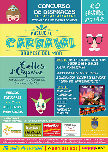 Oropesa del Mar celebrará el Carnaval el sábado 20 de febrero