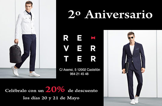 Celebra el 2º aniversario de Reverter con un 20% de descuento