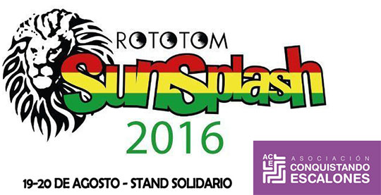 Stand solidario de onquistando Escalones en el Rototom