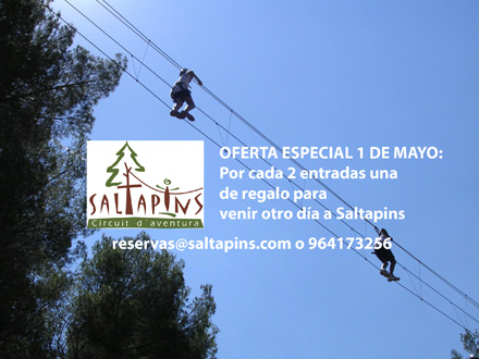 Saltapins ofrece una entrada gratis por cada dos personas que vayan el día 1 de mayo Saltapins ofrece una entrada gratis por cada dos personas que vayan el día 1 de mayo