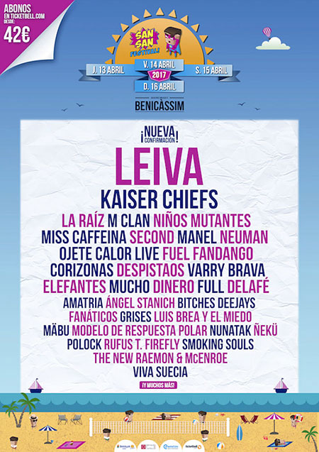 Leiva confirmado como cabeza de cartel para el San San Festival