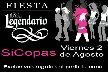 Fiesta Ron Legendario en tapaSIcopas el viernes 2 de agosto Fiesta Ron Legendario en tapaSIcopas el viernes 2 de agosto