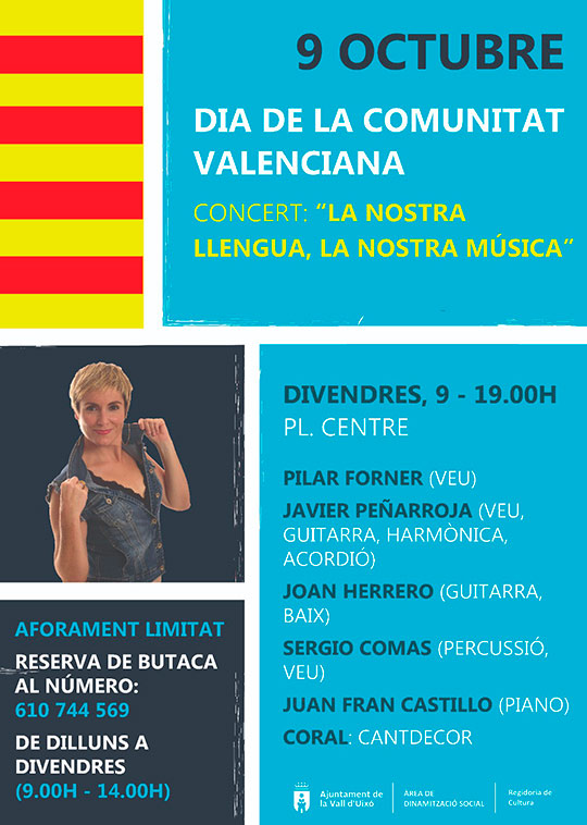 El Ayuntamiento de la Vall d’Uixó conmemora el 9 d’Octubre con el concierto ‘La nostra llengua, la nostra música’