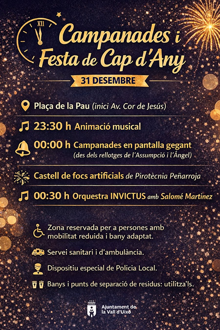 L’Ajuntament de la Vall d’Uixó ultima el dispositiu per a les Campanades i la Festa de Cap d’Any
