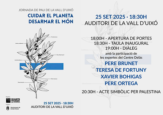 La Vall d´Uixó reflexiona sobre paz y crisis climática en una jornada el 25 de septiembre
