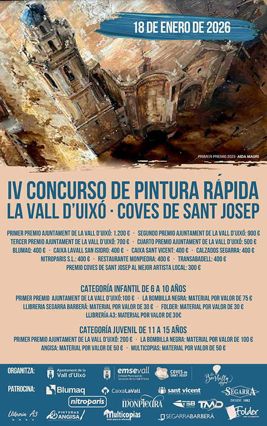 La Vall d’Uixó celebra este domingo 18 de enero el IV Concurso de Pintura Rápida 