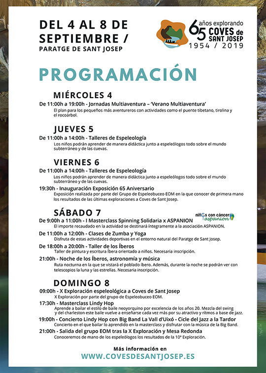 65 aniversario de la primera exploración espeleológica a les Coves de Sant Josep de la Vall d´Uixó 65 aniversario de la primera exploración espeleológica a les Coves de Sant Josep de la Vall d´Uixó