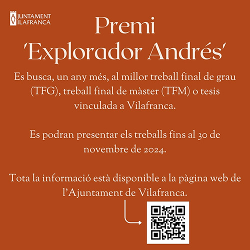 El Ayuntamiento de Vilafranca busca el nuevo Explorador Andrés
