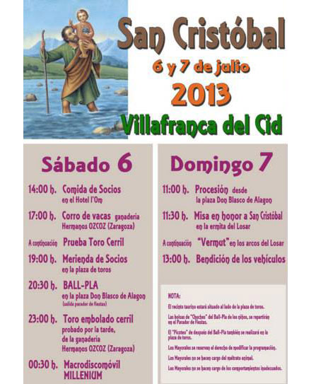 Vilafranca celebra este fin de semana las fiestas de San Cristóbal