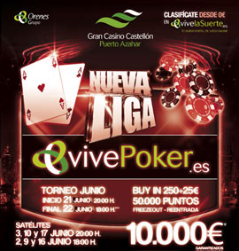 La IV Edición de la Liga vivePoker en el Gran Casino Castellón se aproxima