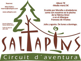 Menús en Saltapins, la piscina Fábrica Giner y el albergue Francesc de Vinatea