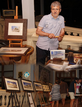 Pascual Cándido presenta sus acuarelas en el Hotel Voramar