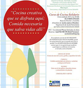 Curso de Cocina solidario Acción contra el hambre el 16 de octubre