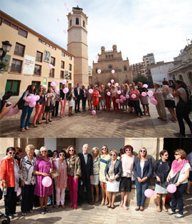 Suelta de globos para conmemorar el Día contra el Cáncer de Mama en Castellón