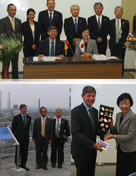El alcalde, Alfonso Bataller visita el complejo industrial de UBE Industries en Japon