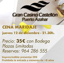 Cena  maridaje con Codorniu en el Gran Casino Castellón