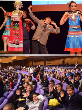 Estudiantes de chino de Laude BSV en un espectáculo de Danzas Folklóricas de China