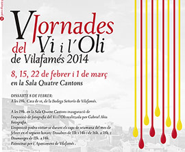 El 8 de febrero se inauguran en la Sala Quatre Cantons de Vilafamés las V Jornades del Ví i de l´Oli