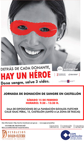 El sábado 15 de febrero, donación de sangre en la Fundación Dávalos-Fletcher