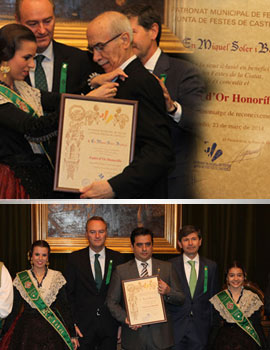 Miquel Soler recibió el Fadrí d´Or Honorific en el acto de la recepción de las autoridades y delegaciones invitadas