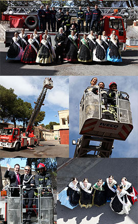 Visita de las reinas de las fiestas a los Bomberos de Castellón