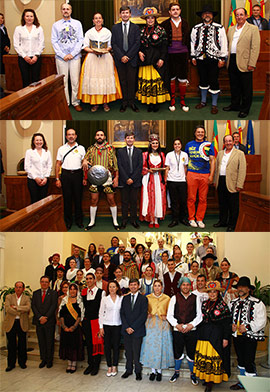 Recepción oficial a los grupos participantes en el XXXI Festival de Danses de l´Antiga Corona d´Aragó