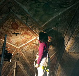 La Fundación Blasco de Alagón inicia la restauración de las pinturas de la iglesia de la Virgen de la Carrasca de Bordón