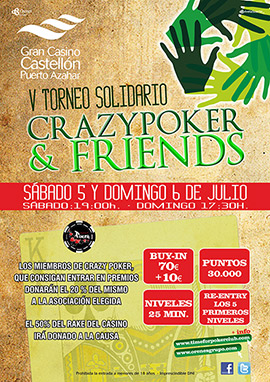 V Torneo solidario crazypoker&friends en el Gran Casino Castellón con novedad