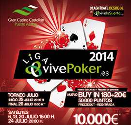 La  VII etapa de la liga vivepoker del Gran Casino Castellón con cambios importantes