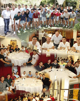 Almuerzo de trabajo de los jugadores del CD Castellón en el restaurante del Casino Antiguo