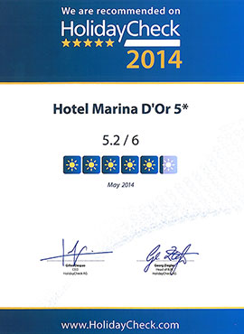 Los hoteles y apartamentos de Marina d'Or reciben el certificado Holidaycheck Quality Selection