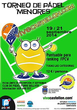 Campeonato de pádel de Menores vivecastellon.com en Torre Bellver