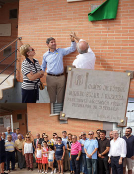 Placa en honor a Miquel Soler del Club de Veteranos en el Sindical