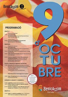 Benicàssim Cultura elabora un atractivo programa para conmemorar el 9 d´Octubre