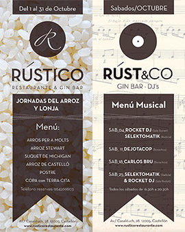 Jornadas gastronómicas del arroz en Rústico restaurante & gin bar